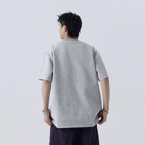 现货 美式苏哈线重磅T恤半拉链短袖男夏季boxy潮牌半袖T恤衫图片