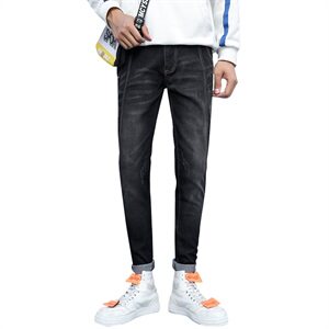 春款牛仔裤男潮牌修身男士休闲直筒韩版潮流小脚长裤子819-P40图片