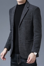 新款男士休闲春秋修身单西毛呢外套商务中年羊毛西装，男装毛呢大衣，钱塘6003A(原)4033A