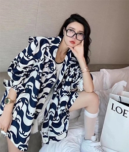 春夏新款欧洲站百搭中长款连帽宽松外套印花女潮时尚图片