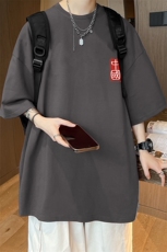 量大优可提供视频2024夏季新美式短袖T恤D223A-T24126-P18，男装T恤，电商019-1