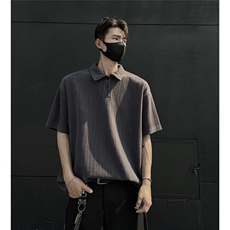 夏装25老钱风大码宽松麦穗翻领POLO衫男装夏季短袖T恤S405-特P35，男装T恤，电商A233-1