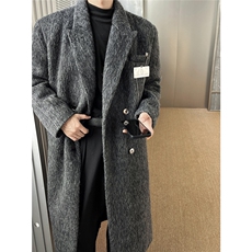 1长毛马海毛财阀灰金属西装领大码M-5XL加厚羊毛大衣77936P210，男装西服套装，星座226-2