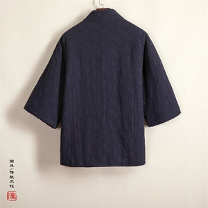 冬装新款风男装棉麻提花男士改良汉服棉衣外套HM03P145图片