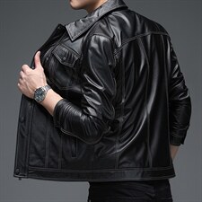 WL-Y602男式2023秋季新款翻领头层牛皮皮衣男P750，男装皮衣，电商B360