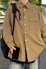 港风23新款秋季时尚百搭宽松印花情侣翻领衬衫外套S6901P45控68，男装衬衫，电商A268A