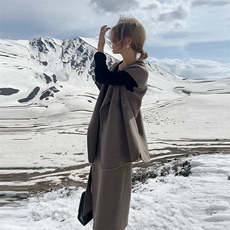 2025年夏季长裙两件套纽扣无袖翻领时尚百搭简约大方，女装套装/套裙，蒙绒特