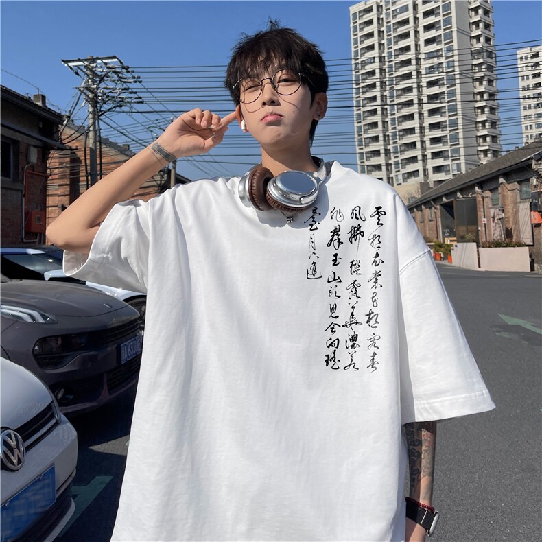 夏季新款抖音得物品质新中式印花短袖T恤dcm317-特批20控38,男装T恤,星座605(原A050)