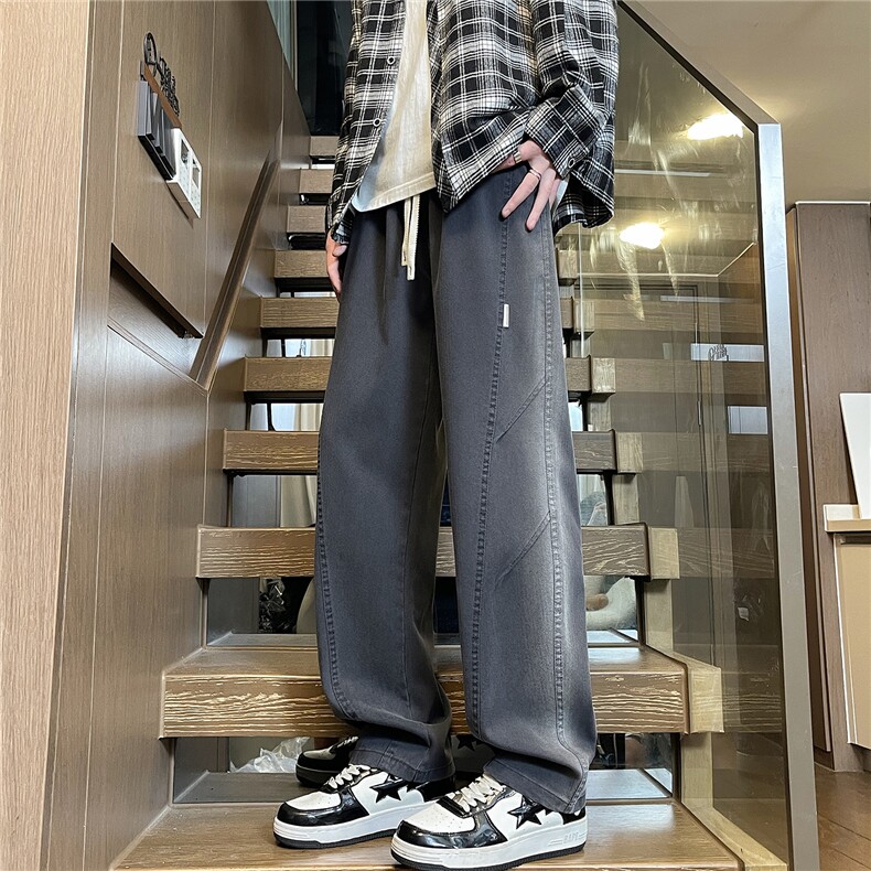 2025秋冬新款星空纹松弛感休闲裤男阔腿裤垂感直筒长裤子M560-P45，男装休闲裤，星座509