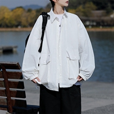 8XL-M轻薄透气防晒衬衫廓形外套大码夏季冰丝多口袋衬衣JK5203P50，男装夹克，电商B238