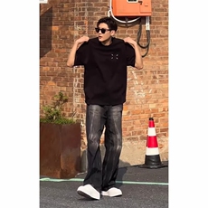 春季牛仔裤男显瘦美式复古做旧潮牌痞帅cleanfit微喇裤L5799-P45，男装牛仔裤，星座1008