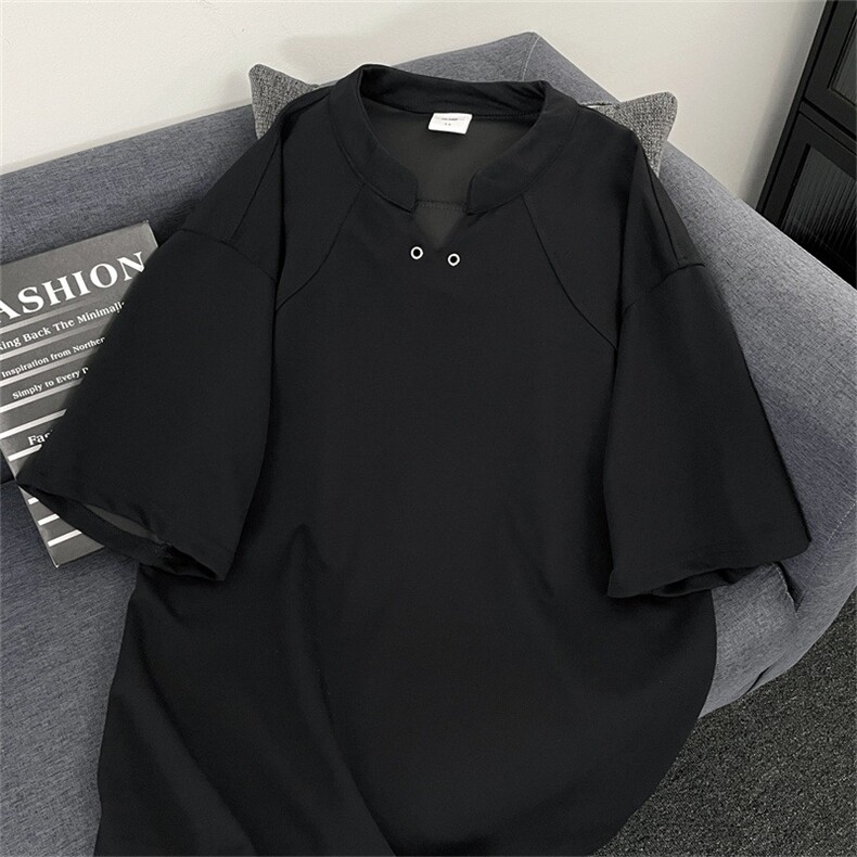 美式高级感V领短袖T恤男女夏季宽松简约半袖打底衫潮-T1699,男装T恤,星座601-1