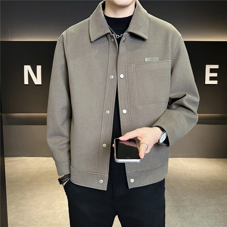 毛呢外套男秋冬季2025新款痞帅呢料男装呢子夹克A313-8918-P150,男装夹克,电商A313