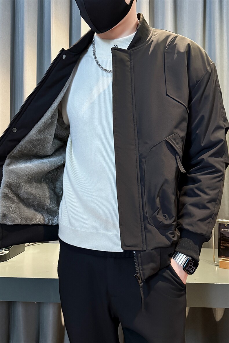 美式棒球领飞行夹克高街加绒加厚大码外套棉衣JK2408加绒P88,男装夹克,星座301B-1