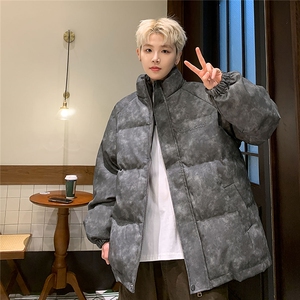 港风PU皮复古做旧设计钢印棉衣男MY77096P130控198抖控228图片