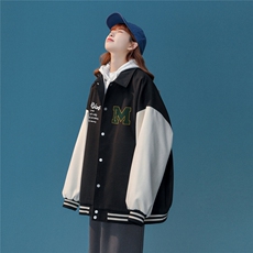 中性风23春季新款港风字母印花翻领棒球服夹克外套G607P85控108，男装夹克，A247A