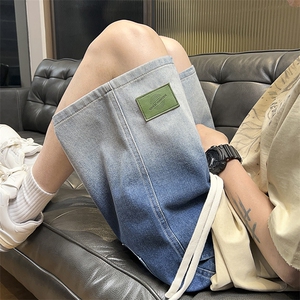 美式复古牛仔短裤2025新品男女同款宽松休闲百搭直筒裤D15#-P38图片