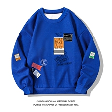华夫格卫衣圆领卫衣长袖t恤男外套白底HW76121-P30加绒款-P40，男装卫衣，电商A040A