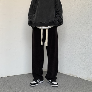 灯芯绒裤子男女春季宽松情侣运动高街直筒休闲裤子 K266*P45控68图片