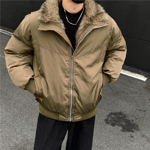 美式复古结构夹克棉服男款冬季高级感保暖加厚座山雕棉衣毛领p105图片