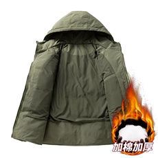白底冬季加绒加厚假两件连帽男士防水保暖棉服A406MY8829P108，男装棉衣，星座309（原A406）