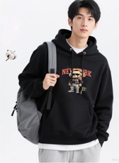 2025年秋季通勤通勤套头耳机熊时尚百搭通勤简约休闲，女装卫衣/绒衫，花可