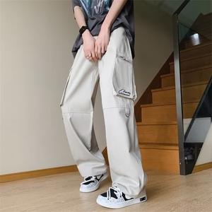 青春流行直筒时尚潮牌纯色男休闲裤工装裤中腰宽松型潮GK210-P45图片