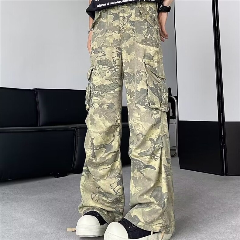 树枝迷彩工装裤男2024春夏季新款薄款美式复古痞帅宽松直筒休,男装工装外套,星座218-1（原230）