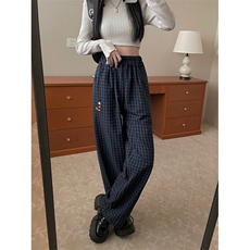 复古格子美式高街痞帅时尚长裤运动裤男士宽松休闲裤KK283-P40，女装休闲裤，星座911-3