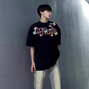 万针全刺绣工艺抖音得物高品质260克重磅纯棉双纱美式高街短袖T恤图片