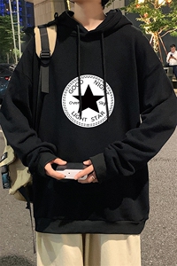WY2008-P35 加绒款-P40 纯棉连帽卫衣男大码运动帽衫宽松薄外套男图片