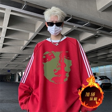 抖音得物供货提供视频秋冬重磅美式宽松织带圆领卫衣0316，男装卫衣，电商A486