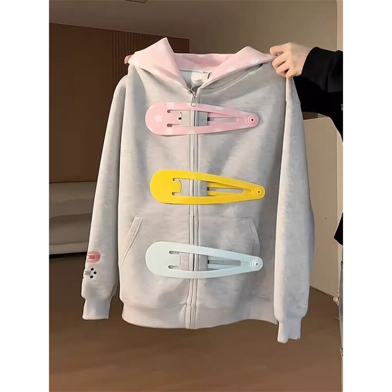 W11123-P83加绒88网图现货高品质可爱发夹设计连帽加绒卫衣,男装卫衣,星座1608