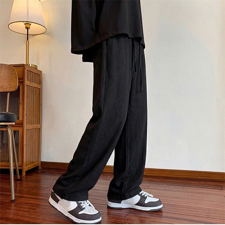 8059特批45夏季薄款透气耐磨男直筒长裤麻休闲宽松垂感阔腿裤，男装休闲裤，电商A178