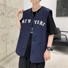 工装马甲男高街个性字母2023夏季新款ins韩版潮宽松外套W2636-P32图片