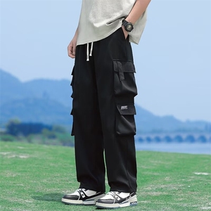 工装裤男士春夏款阔腿休闲长裤直筒宽松裤子骑兵斜复网 K49图片