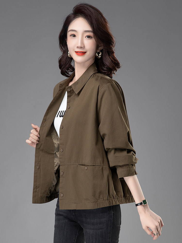 短外套女薄款2025年新款春秋宽松休闲百搭中老年妈妈装夹克上衣,女装短外套,曼沙奕珂