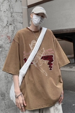 B239-X1025-P38美式字母做旧水洗短袖落肩袖短袖T恤男，男装T恤，星座514-2(原B239)