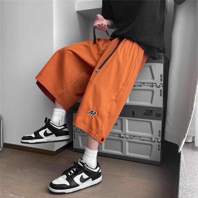 夏季港风潮牌运动卫裤痞帅裤子阔腿七分宽松休闲裤男K3581-P30,男装休闲裤,星座512-2