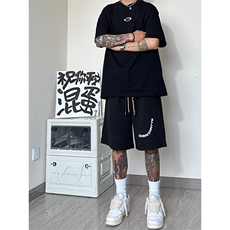 潮牌高街休闲运动短裤男oversize美式复古五分裤DK12特批25，男装牛仔裤，星座417-3