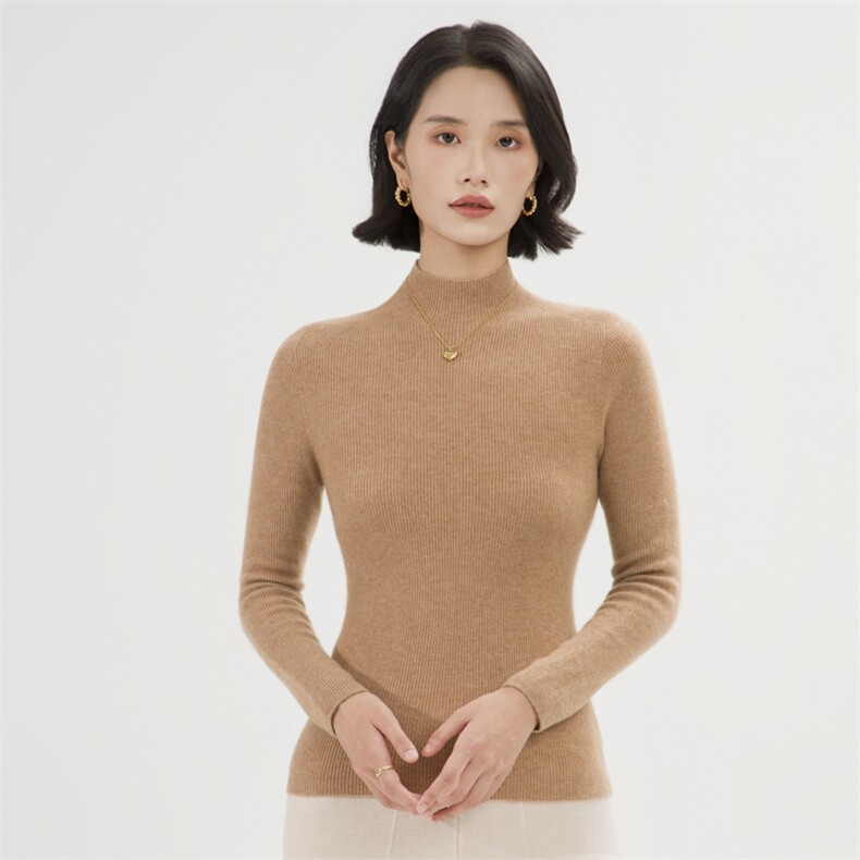无缝一体扬子纱120s精纺羊毛衫女圆领秋冬毛衣套头内搭针织打底衫,女装羊绒衫,巾兮羊绒