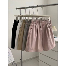 JK2507-p30设计感斜门襟高腰阔腿短裤女休闲直筒五分中裤夏，女装半身裙，星座617A-2