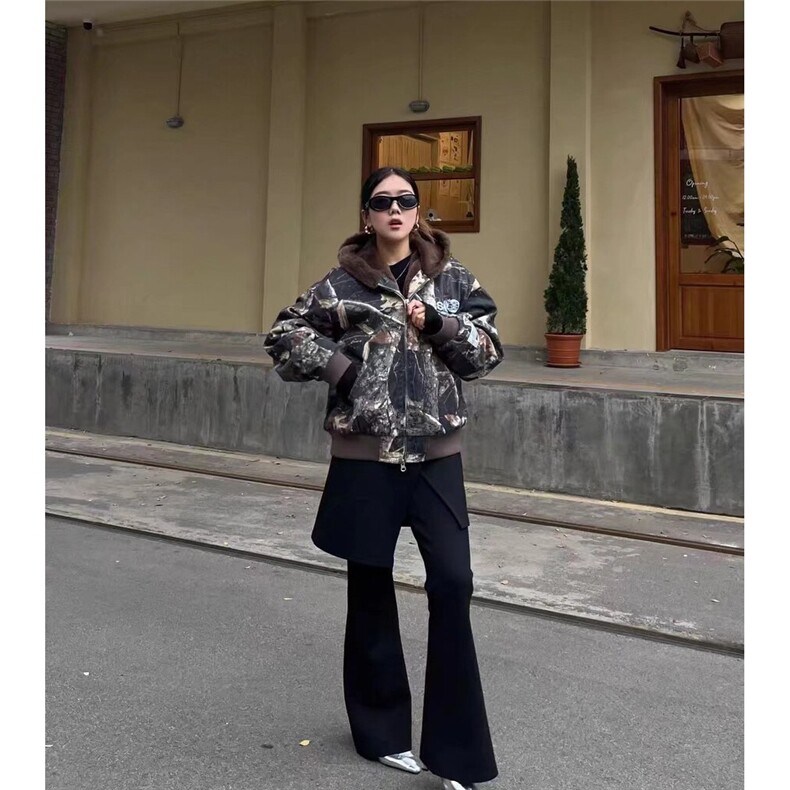 美式连帽牛仔棉服男女重磅迷彩树枝座山雕复古加绒加厚夹克外套潮,男装夹克,星座506A