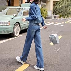 现货韩版时尚牛仔套装女春2024新款洋气显瘦显高牛仔两件套装潮，女装套装/套裙，美拉德工厂直营店