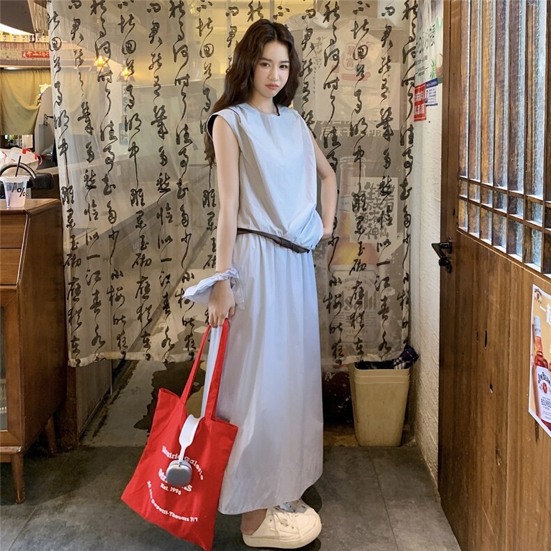 休闲减龄工装无袖半身裙套装女夏2025新款两件套慵懒风韩系高级感,女装套装/套裙,2C166