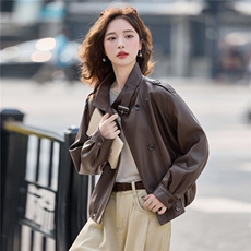 2025秋季新款休闲时尚潮流皮衣外套，女装皮衣，1C078