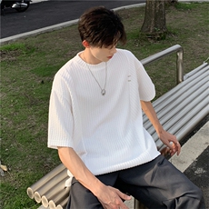 C397-P38夏季慵懒风潮牌上衣2024新款圆领冰丝短袖T恤男现货，男装T恤，星座512-6