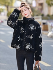 重工真兔毛纯手工暖绒绒外套2025冬季新款显瘦气质百搭原创设计感，女装羊羔毛/颗粒绒，意芙