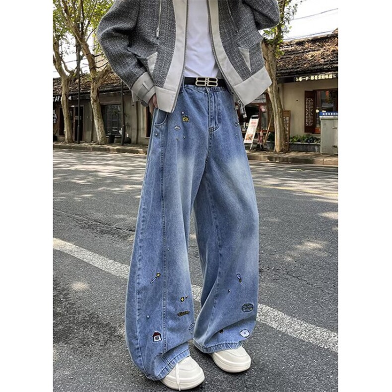 原宿日系简约气质慵懒新款百搭文艺牛仔裤时尚潮流流行insNA707,男装牛仔裤,星座1116A（原606A-3）