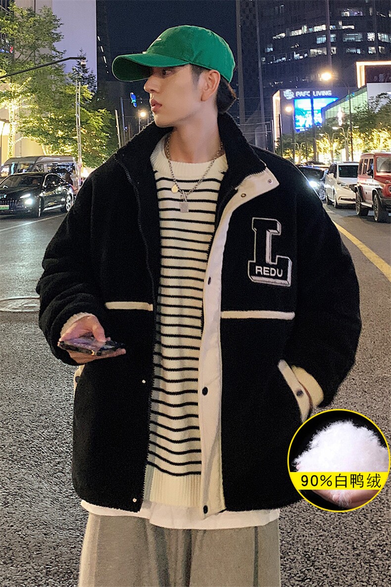 冬装潮羊羔绒刺绣宽松外套加绒加厚羽绒服男女8103-P185控价258,男装羽绒服,电商A441-1